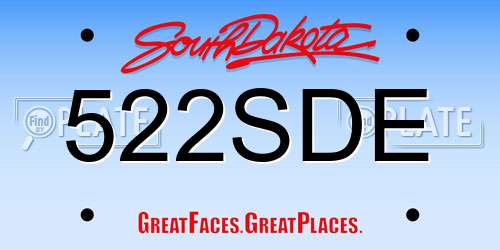 522SDE South Dakota License Plate