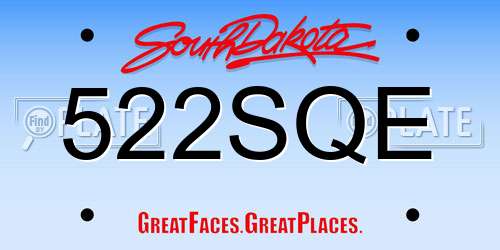 522SQE South Dakota License Plate