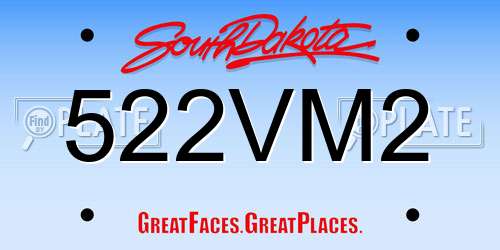 522VM2 South Dakota License Plate