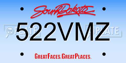 522VMZ South Dakota License Plate