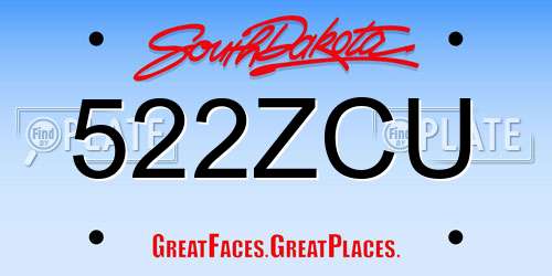 522ZCU South Dakota License Plate