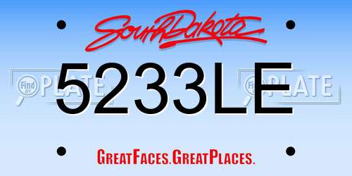 5233LE South Dakota License Plate