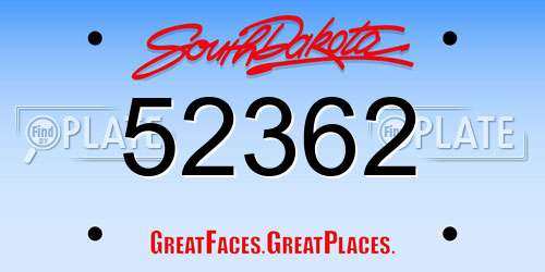 52362 South Dakota License Plate