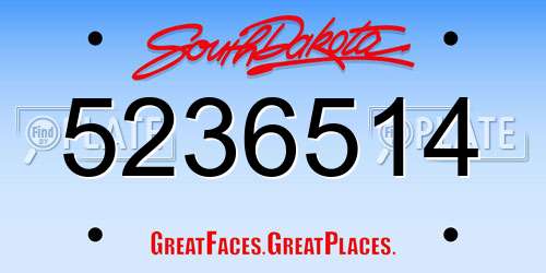 5236514 South Dakota License Plate