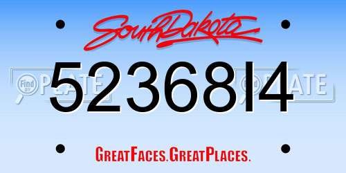 52368I4 South Dakota License Plate