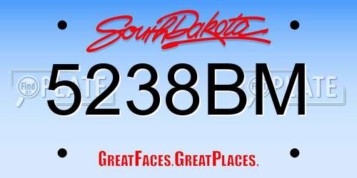 5238BM South Dakota License Plate