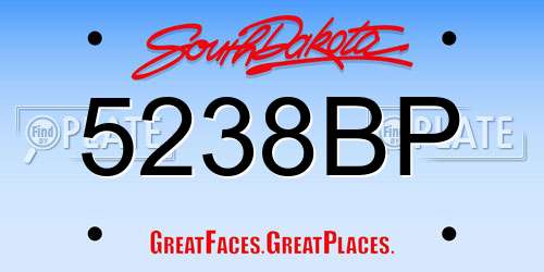 5238BP South Dakota License Plate