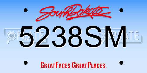 5238SM South Dakota License Plate