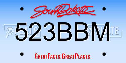 523BBM South Dakota License Plate