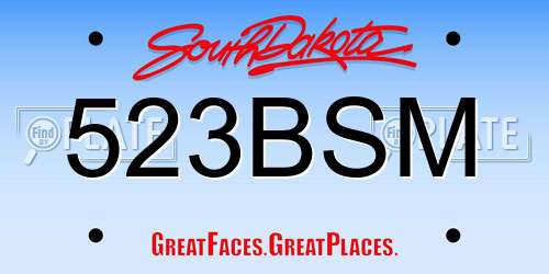523BSM South Dakota License Plate