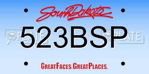 523BSP South Dakota License Plate