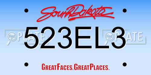 523EL3 South Dakota License Plate