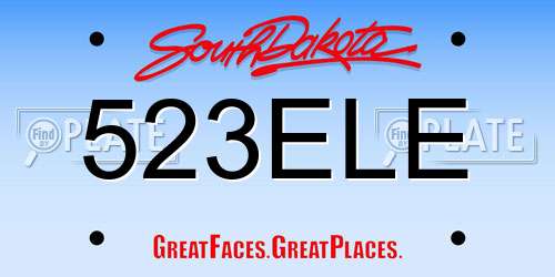 523ELE South Dakota License Plate