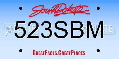 523SBM South Dakota License Plate