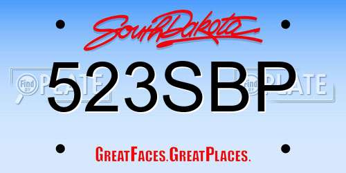 523SBP South Dakota License Plate