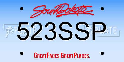 523SSP South Dakota License Plate