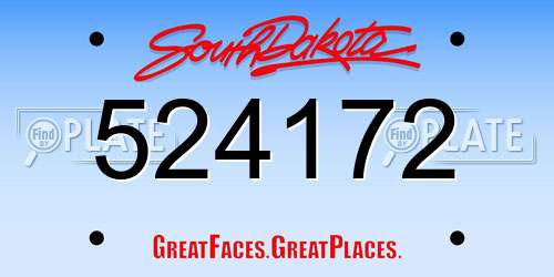 524172 South Dakota License Plate