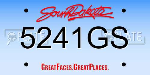 5241GS South Dakota License Plate