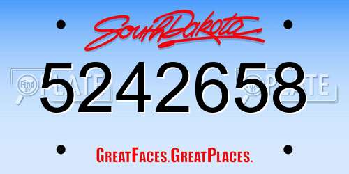5242658 South Dakota License Plate