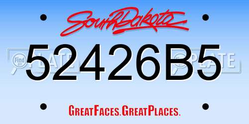 52426B5 South Dakota License Plate
