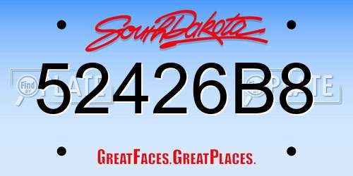 52426B8 South Dakota License Plate