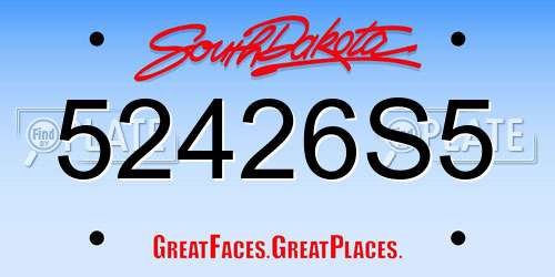 52426S5 South Dakota License Plate