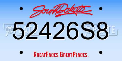 52426S8 South Dakota License Plate