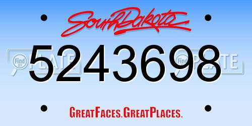 5243698 South Dakota License Plate