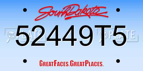 52449T5 South Dakota License Plate