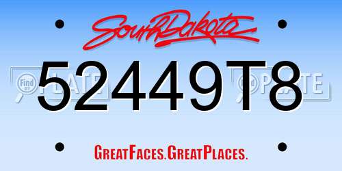 52449T8 South Dakota License Plate