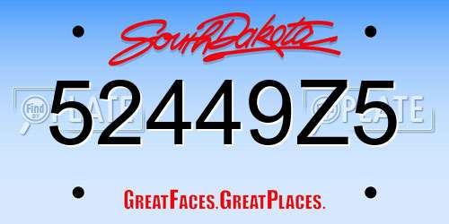 52449Z5 South Dakota License Plate
