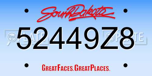 52449Z8 South Dakota License Plate