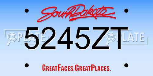 5245ZT South Dakota License Plate