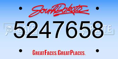 5247658 South Dakota License Plate