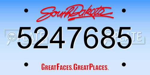 5247685 South Dakota License Plate