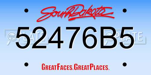 52476B5 South Dakota License Plate