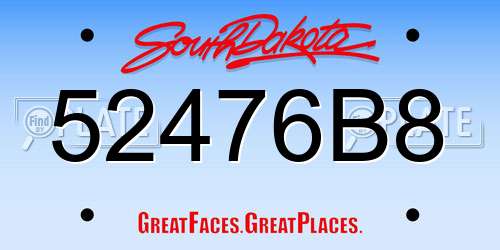 52476B8 South Dakota License Plate