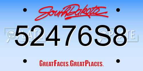 52476S8 South Dakota License Plate