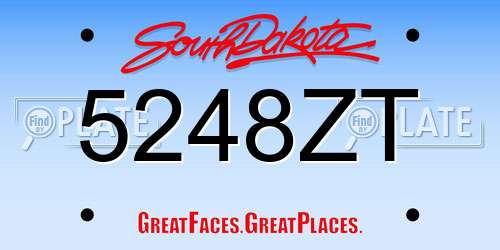 5248ZT South Dakota License Plate