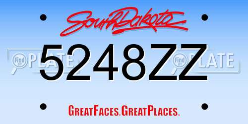 5248ZZ South Dakota License Plate