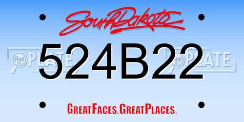 524B22 South Dakota License Plate