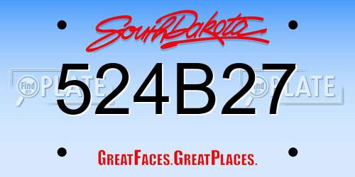 524B27 South Dakota License Plate