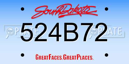 524B72 South Dakota License Plate
