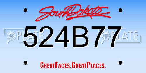 524B77 South Dakota License Plate