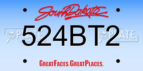 524BT2 South Dakota License Plate