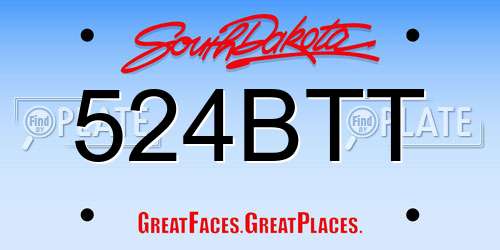 524BTT South Dakota License Plate