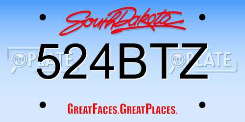 524BTZ South Dakota License Plate