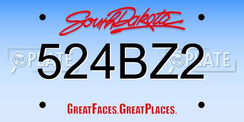 524BZ2 South Dakota License Plate