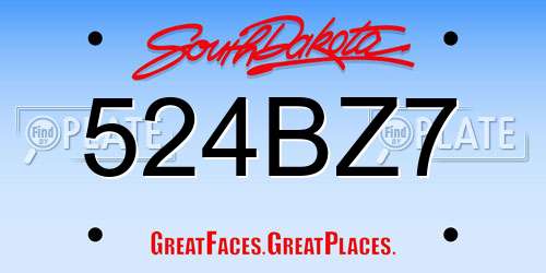 524BZ7 South Dakota License Plate