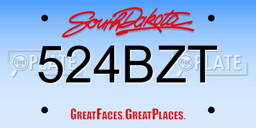 524BZT South Dakota License Plate